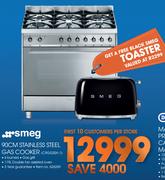 Smeg 90cm Stainless Steel Gas Cooker C9GGSSA-1 With Free Black Toaster