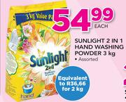 Sunlight 2 In 1 Hand Washing Powder-3Kg