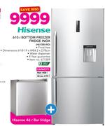 Hisense 610Ltr Bottom Freezer Fridge Inox H610BI-WD