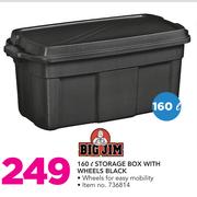 Big Jim 160Ltr Storage Box With Wheels Black