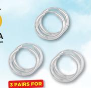 JCSA Sterling Silver 12mm Gypseys-For 3 Pairs