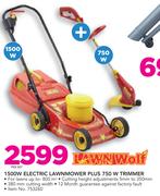 Lawn Wolf 1500W Electric Lawnmower Plus 750W Trimmer-Per Set