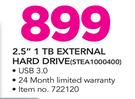 Seagate 2.5" 1TB External Hard Drive STEA1000400