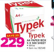 Typek A4 Paper Box 5 x 500 Sheet White