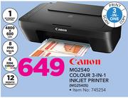 Canon MG2540 Colour 3 In 1 Inkjet Printer