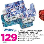 Waltex 2 Piece Luxury Printed Foam Bath Mat Set-Per Set