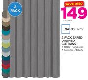 Mainstays 2 Pack Taped Unlined Curtains-Per Pack