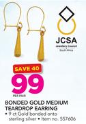 JCSA Bonded Gold Medium Teardrop Earring-Per pair