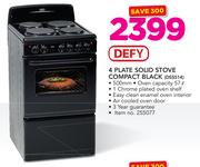 Defy 4 Plate Solid Stove Compact Black DSS514