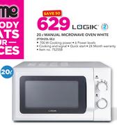 Logik 20Ltr Manual Microwave Oven White P70H20L-SEJ