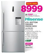 Hisense 610Ltr Bottom Freezer Fridge Inox H610BI-WD