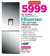 Hisense 420Ltr Bottom Freezer Fridge 420BMI-WD
