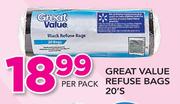 Great Value Refuse Bags-20's Per Pack