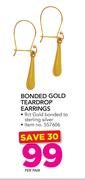 JCSA Bonded Gold Teardrop Earrings-Per Pair