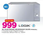 Logik 30Ltr Electronic Microwave Silver P90N30AL
