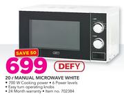 Defy 20Ltr Manual Microwave White