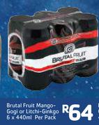 Brutal Fruit Mango-Gogi Or Litchi-Ginkgo-6x440ml