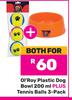 Ol'Roy Plastic Dog Bowl 200ml Plus Tennis Balls 3 Pack-Both For
