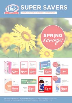Link Pharmacy : Spring Savings (26 Sep - 14 Oct 2016), page 1