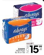 Always Maxi Pads 8's/8's Or 10's-Per Pack