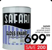 Safari 20Ltr Gloss Enamel Paint White Or Cream