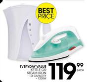 Everyday value Kettle Or Steam Iron-Each