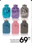 Hot Water Bottle With Faux Fur Or Knitted Cover-2Ltr Each