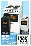580 Compact 4-Plate White Stove