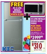 KIC 215L Metallic Double Door Fridge+Free KIC Metallic Microwave