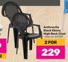 Anthracite Black Ebony High Back Chair-For 2