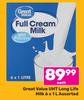 Great Value UHT Long Life Milk Assorted-6 x 1L