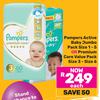 Pampers Active Baby Jumbo Pack Size 1-5 Or Premium Care Value Pack Size 3-Size 6-Each