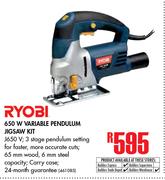 Ryobi 650W Variable Pendulum Jigsaw Kit J650 V