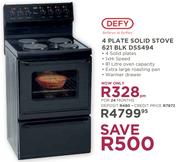Defy 4 Plate Solid Stove 621 BLK DSS494