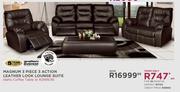 Grafton Everest Magnum 3 Piece 3 Action Recliner Leather Look Lounge Suite