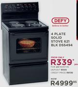 Defy 4 Plate Solid Stove BLK DSS494