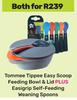 Tommee Tippee Easy Scoop Feeding Bowl & Lid Plus Easigrip Self Feeding Weaning Spoons-Both For