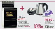 Univa U126CB Ceran Stove + Sansui 3 Piece Appliance Pack