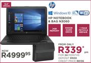 HP 15.6" Notebook & Bag N3060