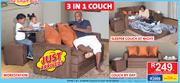 Swiss 3 In 1 Sleeper Couch 