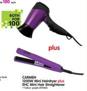 Carmen 1200W Mini Hairdryer Plus EHC Mini Hair Straightener
