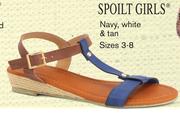 SPOILT GIRLS Navy, White & Tan(Size 3-8)