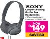 Sony Compact Folding On-Ear Aux Headphones-Each