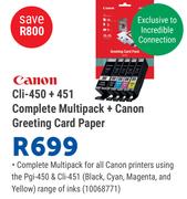 Canon Cli-450+451 Complete Multipack + Canon Greeting Card paper