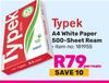 Typek A4 White Paper 500 Sheet Ream-Per Ream