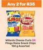 Willards Cheese Curls Or Flings Maize Snack Chips 150g Assorted-For Any 2