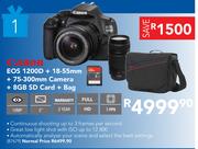Canon EOS 1200D + 18-55mm + 75-300mm Camera + 8GB SD Card + Bag
