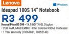 Lenovo Ideapad 100S 14" Notebook