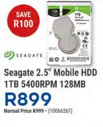 Seagate 2.5" Mobile HDD 1TB 5400RPM 128MB