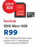 Sandisk SDHC Micro 16GB